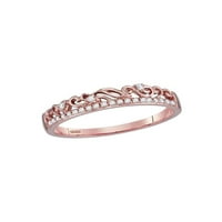 10kt розово злато дамски кръг диамантен флорален акцент подредена лента пръстен cttw