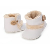 Ritualay Toddler Winter Booties Slip on Crib Shoes Soft Sole Snow Boots Comfort Лека топла бой бебе бебе момчета момичета първи пешеходци глезени Уайт Уайт 6- месеца