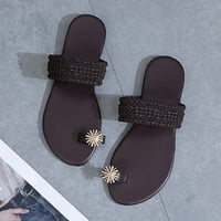 Aoujea летни сандали за жени Модна метална декорация на цветя плоски чехли ежедневни плажни чехли кафяво 6. За парти ваканция плаж страхотни подаръци за момичета на разтвор