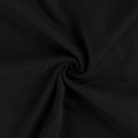 Leylayray върхове за жени Женски модни ежедневни пуловер Плътни цветове с къси ръкави отпечатани върхове черни s