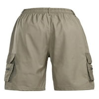 Glonme Mens Bottoms DrawString Summer Short Pants High Taist Beach Shorts тренировка Класически годни товари за свободното време солиден цвят мини панталони khaki s