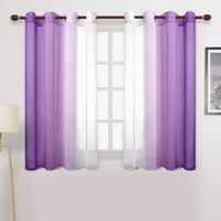 Yipa Purple Ombre чисти завеси панел - градиент полу -воле тюл Grommet горен прозорец завеси за завеси за спалня и хол, дълги