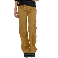 Дамски товарни панталони Прав крак мули-джоби високопоставени спокойни годни подходящи за туристически туристически панталони Хипи пънк Y2K панталон