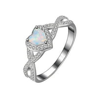 keusn opal ring heart rhinestone fashion ring light platinum opal сърце Сребърен диамантен пръстен за жени ни да w