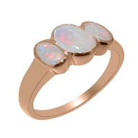 Британски направени 18K Rose Gold Real Natural Opal Womens Ring - Опции за размер - размер 8