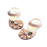 Welliumy Girls Princess Shoes Лятна рокля Сандал Изрез Flat Sandals Сватба ежедневни обувки ходеща вълшебна лента затворена пръст розово 7c