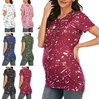 zttd женски кръгла шия с къс ръкав майчински върхове ризи флорална мама бременност блузи дрехи