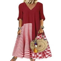 Grianlook летни тениски рокля за жени Stripe Plait
