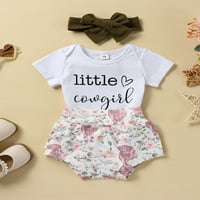 Комплект за облекло за бебета на Baby Girls, късо ръкав и флорален къс 3-части от 3 части дрехи