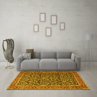 Ahgly Company Machine Pashable Indoor Round Персийски жълти традиционни килими, 8 'кръг