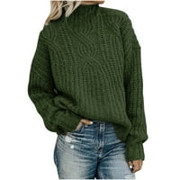 Fesfesfes жени пуловери солиден пуловер с пуловер с дълъг ръкав върхове разхлабени костенурки пуловер пуловер с пуловер с пуловери с халат под 10 долара