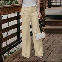 Дамски ежедневни свободни памучни бельо на панталони с висока еластична талия плюс размер широк салон за крака
