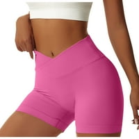 Leylayray Womens Pants Женски участък с висока талия за фитнес шорти йога панталони солиден цвят спортна еластична талия шорти гореща розова s