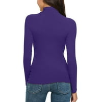 Удобни върхове за жени ежедневни принт с дълъг ръкав костенурка блуза върхове тънък прилепнал еластичен слой тениски жени жени с къс ръкав ризи ежедневни ризи за ж