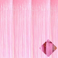 Макарон розово фолио ресни завеси фон, 3,2 фута 9,8 фута метален с тенджера фолио ресни камериери за парти, фото кабина, рожден ден, сватба, коледно парти декорация консумативи