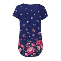 Идораванова дамска тениска с къс ръкав плюс размер флорален принт о-хиляди блузи върхове