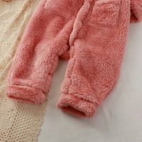 Scyoekwg новородено дете бебе ромпер за зима момиче момче дълъг ръкав твърд цвят ромперен костюм бебешки тоалети дрехи розово 12- месеца