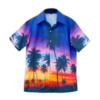Мъжете модна блуза Топ тропически стил печат Хаваи Лятна риза Мъжки дрехи с къс ръкав тропически бутон за печат надолу риза свободно време небрежен модерен плаж ежедневно носене