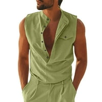 Мъже летен ежедневен копче надолу кръгла шия солидна максимална риза с джоб с джоб