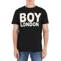 Момче Лондон Редовно-подходящо тениска лого в черно бяло, с размер среден