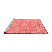 Ahgly Company Machine Pashable Indoor Rectangle Abstract Red Modern Area Rugs, 6 '9'