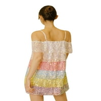 Biekopu Fomen's Summer Short Sling Ressing с късо ръкав от рамо цветна рокля за пайети