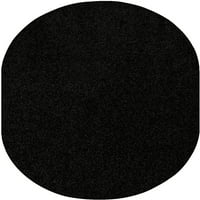 Ambiant Broadway Collection твърд цвят килими черни - 6 '9' Oval