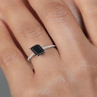 Gem Stone King 1. ct осмоъгълник черен они бял диамант 10k бял златен пръстен