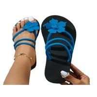 Дами прашка сандали плаж джапанки се приплъзва на плоски сандални ежедневни обувки жени лято неплъзгаща се синя платформа 5