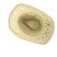 Мъже и женски тъкани слама каубойска шапка лятната плажна слънчева шапка регулируема