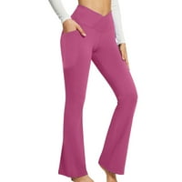 Дамски гамаши с висока талия еластична ботуша йога тренировка Причинно -моден с джобове панталони