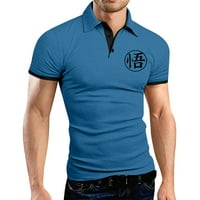 Мъжки голф риза Небрежни спортове V Врат оребс плюс размер син XXL