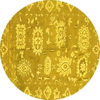 Ahgly Company Indoor Round Abstract Yellow Modern Area Rugs, 5 'кръг