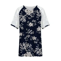 Дамски плюс размер топ лято модна дантела пачуърк блуза тренировка дантела с къс ръкав дамски върхове флорални тийнейджъри модерни дрехи v ризи за шия