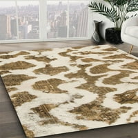Ahgly Company Machine Wareable Indoor Rectangle Abstract Light Brown Area Rugs, 2 '5'
