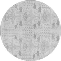 Ahgly Company Indoor Round Abstract Grey Modern Area Rugs, 7 'Round