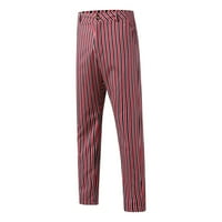 панталони за мъже небрежни раирани отпечатани парти костюм панталони еластични панталони с джобове редовно червено 2xl