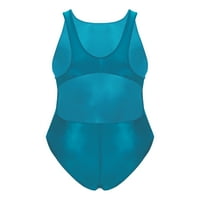 Мъжки лъскави атлетични един бански състезател изрез гърба Leotard Gym Workout Bodysuit Lake Blue m