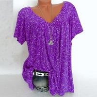 Kiplyki на едро модерни дрехи жени плюс размер къси ръкави с v-образно печат блуза пуловерни върхове риза