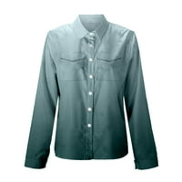 BDFZL Ново модерно палто за жени Жени ежедневни отпечатани спускания с дълъг ръкав яка Кардиган Топс на блуза Зелен XL