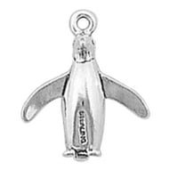 Стерлинг сребро 8 гривна за очарование с прикрепен 3D стоящ пингвин птица чар