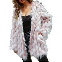 Absuyy Winter Coats for Women Fau Fur с дълъг ръкав отпечатано ежедневно топло яке розов размер s