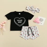 Mialoley Baby Baby Valentine Day Toletits Set, сърдечни върхове + къси панталони + лента за глава