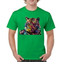 Tee Hunt Dean Russo Цветна сибирска тениска тениска дива голяма котка за мъже, зелено, голямо