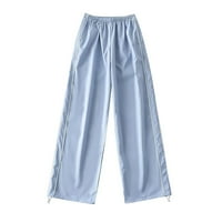 Дамски панталони женски панталони от товари ретро мулти джобен ниска талия за свине на свине нос тънка направо тъкани ежедневни панталони