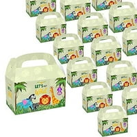 Животински зоопарк парти консумативи Подаръчни кутии Бебешки душ Животни джунгла Тема за рожден ден декорации зоопарка Животни картонен лакомства кутии чанти добро за момичета момчета деца