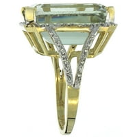 10k жълто злато естествен диамант зелен Аметист пръстен Изумруден изрязан 18x, размер 7