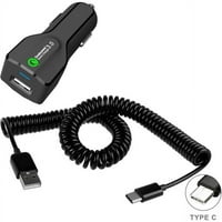 Зарядно за автомобили за Kyocera Duraforce Pro телефон - 18W Бърз USB порт намотан кабел TYPE -C Бързо зареждане D6g за Duraforce Pro модел