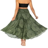 Sanviglor Women Midi рокля с висока талия поли за люлеене дълъг бохо танк плаж тъмно зелено с един размер