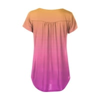Дамски върхове Хенли графични щампи блуза ежедневни дами мода къса ръкав летни туники върхове розови 5xl